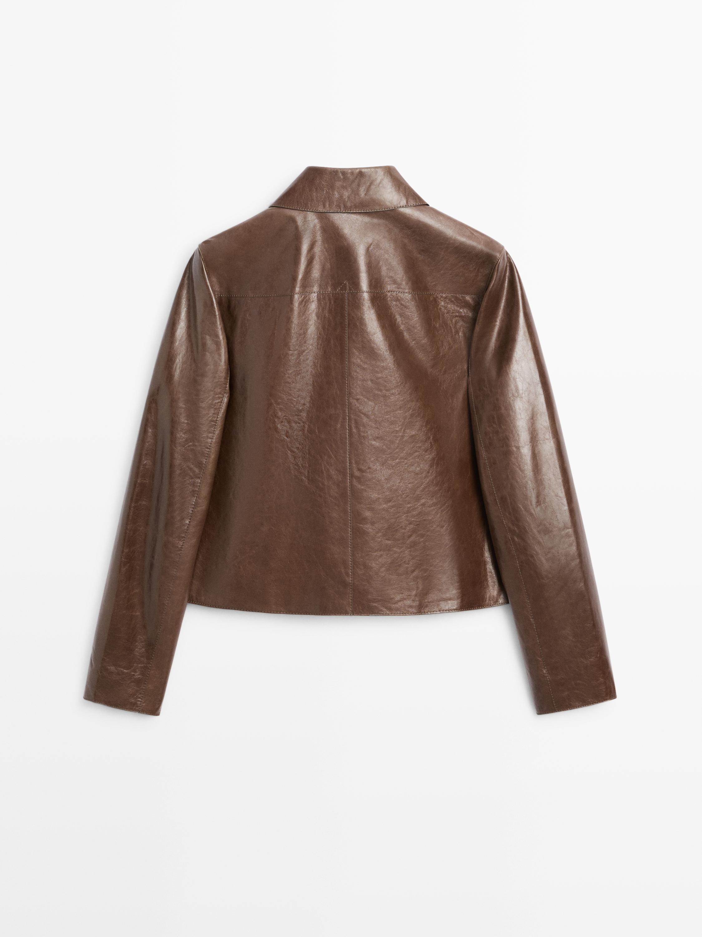 Cropped nappa leather jacket